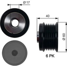 Gates Alternatör Kasnağı Fıat Egea 16> 500L 12> 500X 14> Bravo Iı 07>14 Alfa Romeo Gıulıetta 10>16 Jeep Renegade 14> Suzuki Vitara 13> 1.6d Mtj 6 Kanal