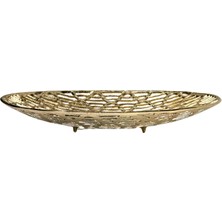 Lara Decor Gold Döküm Petek Desenli Ayaklı Tabak
