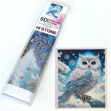 NT Boncuklu Taşlı Pano Çocuklar Için Mozaik Elmas Goblen Diamond Tablo 30 x 40 cm Kozmik Beyaz Baykuş