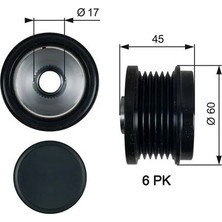 Gates Alternatör Kasnağı 43.5mm Cmax-Fıesta Vı-Focus Iıı-Kuga Iı-Transit-Connect-Courıer 1.5-1.6-2.0tdci
