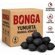 Bonga Briket Yumurta Kömür - 4 kg Sıkıştırılmış %100 Doğal Barbekü Mangal Kömürü
