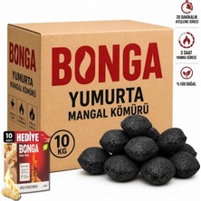 Bonga Briket Yumurta Kömür - 10 kg + Hediye 10 Adet Kömür Tutuşturucu