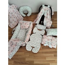 Pembe Bulutlu Kare Yataklı 10 Parça Babynest Seti