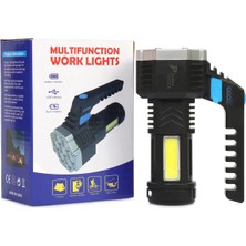Colezium PS-3879 USB Şarj Göstergeli Şarj Edilebilir 7*xpe +Cob LED El Feneri