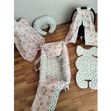 Pembe Bulutlu Kare Yataklı 7 Parça Babynest Seti