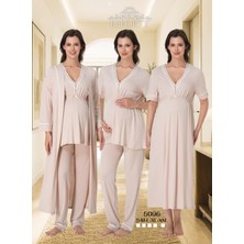 Hamile Lohusa Emzirme Özellikli 4 Lü Set Sabahlıklı Pijama Gecelik Takımı