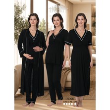 Hamile Lohusa Emzirme Özellikli 4 Lü Set Sabahlıklı Pijama Gecelik Takımı
