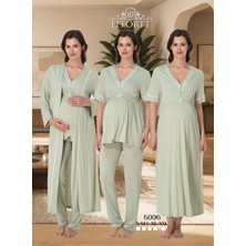 Hamile Lohusa Emzirme Özellikli 4 Lü Set Sabahlıklı Pijama Gecelik Takımı
