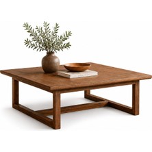 Kumsal Concept Japandi Masif Çam Orta Sehpa - El Yapımı Iskandinav & Japon Minimalist Ceviz Rengi Ahşap Sehpa