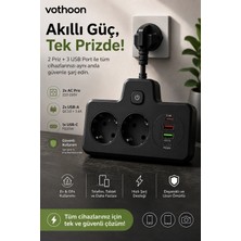 Epilons BKL-502 Akım Korumalı 2li Priz 2 USB ve 2 Type-C Çıkış 4000W Hızlı Şarj Duvar Tipi Dokunmatik LED Aydınlatmalı
