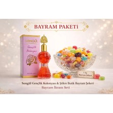 Karia Songül Gençlik Kolonyası ve 1 Kg Şölen Bayram Şekeri Paketi | Karışık Sert ve Meyve Aromalı Jöle Şeker Misafir İkram Seti