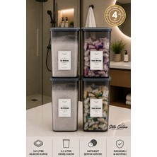 Stile Cucina 4'lü Tablet Deterjan 3200 ml ve Toz Deterjan 3200 ml Saklama Kutusu Kabı Deterjanlık Antrasit