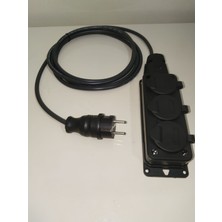 Kırkdabir Üçlü Kauçuk Topraklı Grup Priz ve Kauçuk Ups Topraklı Fişli 3x1,5mm Ttr H05VV-F Seyyar Kablo – Siyah