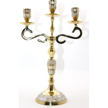 Drop Tedarik Pirinç Sedefli 3'lü Şamdan 18912
