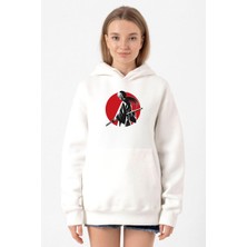 Tshirthane Rurouni Kenshin Samurai Logo Beyaz Kadın 3ip Kapşonlu Sweatshirt