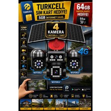 Ventus FullSET 64GB + Turkcell Hat 4 Kameralı ( 3 Motorlu +1 Sabit) 12MP Sirenli Çift Solar Panel 20800Mah Batarya HiEasy Güvenlik Kamerası