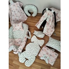 Pembe Bulutlu Oval Yataklı 10 Parça Babynest Seti