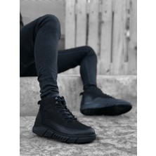 ET0219 Içi Dışı Hakiki Deri Bağcıklı Siyah Erkek Spor Yarım Bilek Bot
