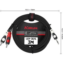 Kirlin Cable LGY-364L/3MT BK Y Kablo 3 Metre 3.5 mm - 2xRCA