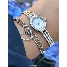 Bonicce Marka Vintage Model, Minimal ,orjinal Kutusunda, Gümüş Renk Kordon, Kadın Kolsaati+Bileklik