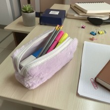 Elegance Peluş Ponponlu Lila Kalem Çantası