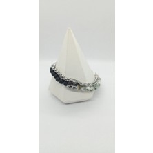 Zincir ve Doğal Taş Detaylı Çelik Bileklik ( 20+3 Cm)
