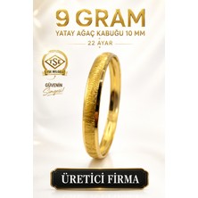 Aks Gold 22 Ayar TSE Belgeli (9 GRAM) Yatay Yan Ağaç Kabuğu 10 mm Ajda İşçiliksiz Altın Bilezik Düğün