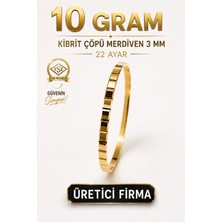 Aks Gold 22 Ayar TSE Belgeli (10 GRAM) Kibrit Çöpü Merdiven 3 mm Ajda Altın İşçiliksiz Bilezik Gold