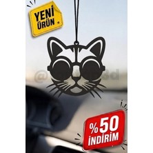 Toptan3D Gözlüklü Kedi Ayna Süsü, Araba Süsü, Aslan Dikiz Aynası Süsü - Eşe, Dosta, Sevgiliye Araba Hediyesi - Çift Taraflı Ayna Süsü