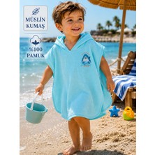 Little Life %100 Pamuklu Müslin Kapüşonlu 1-5 Yaş Uyumlu Standart Beden Deniz Pançosu