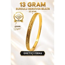 Aks Gold 22 Ayar TSE Belgeli (13 GRAM) Burgulu Merdiven Ajda Altın Bilezik Gold İşçiliksiz Düğün Nişan