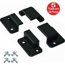 Alet Çantam Siyah Pimapen Pencere Sineklik Montaj Aparatı Köşe Kenar Bağlama Pabucu 5 Takım SET(10X20 Profillere Uygun)