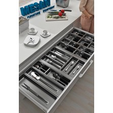 Mutfak Çekmece Içi Düzenleyici, Kaşıklık 114CM x 48CM Yanlar ve Boydan 4cm Kesilebilir, Antrasit