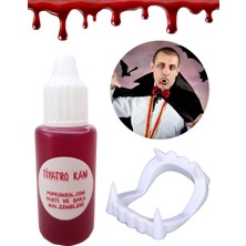 Vampir Kanı Ve Vampir Dişi Set Yapay Kan Parti Şaka Malzemesi Beyaz