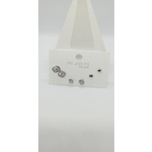 Silver Renk Baget Taşlı Küpe Seti