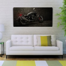 İşsevenler Siyah Motorsiklet Canvas Tablo 60x120