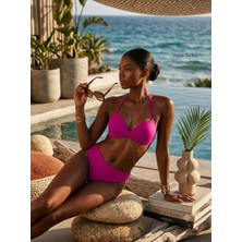 Deep Beach Balenli Dolgulu Boyundan Bağlamalı bikini takım