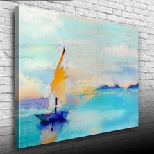İşsevenler Gündoğumun `da Deniz ve Yelkenli Yağlıboya Kanvas Tablo 50 x 70