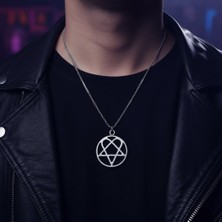 Alooya Heartagram Gümüş Kaplama Örme Zincir Kolye