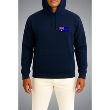Bahriyeli Collection Kapüşonlu Heard Adası ve Mcdonald Adaları Bayrağı Cep Baskılı Unisex Sweatshirt