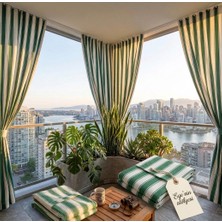 EGE'NIN ATÖLYESİ HOME TEXTİLE SİNCE 1999 Balkon Perdesi, Branda, Kalın Kumaş, Yağmur Geçirmez, Bağcıklı