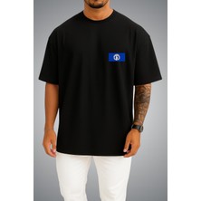 Bahriyeli Collection Oversize Kuzey Mariana Adaları Bayrağı Cep Baskılı Unisex T-Shirt