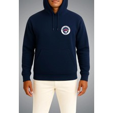 Bahriyeli Collection Kapüşonlu Off Campus Graham 44 Cep ve Sırt Baskılı  Lacivert Unisex Sweatshirt
