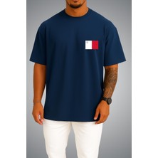 Bahriyeli Collection Oversize Malta Bayrağı Cep Baskılı Unisex T-Shirt