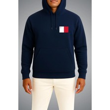 Bahriyeli Collection Kapüşonlu Malta Bayrağı Cep Baskılı Unisex Sweatshirt