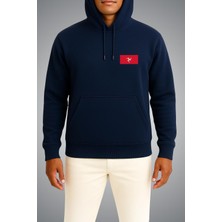 Bahriyeli Collection Kapüşonlu Man Adası Bayrağı Cep Baskılı Unisex Sweatshirt