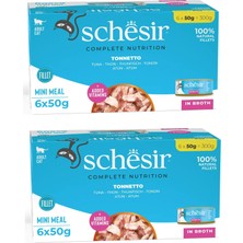 Schesir Ton Balıklı Tam ve Dengeli Broth Multipack Kedi Konservesi 6 x 50 Gr. 2 Li Paket