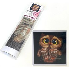 NT Boncuklu Taşlı Pano Çocuklar Için Mozaik Elmas Goblen Diamond Tablo 30 x 30 cm Baykuş