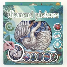 NT Boncuklu Taşlı Yuvarlak Pano Tüm Yaşlar Için Mozaik Elmas Goblen Diamond 20 x 20 cm Kuğu