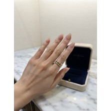 Çelik Taşlı Yüzük // 14K Altın Kaplama